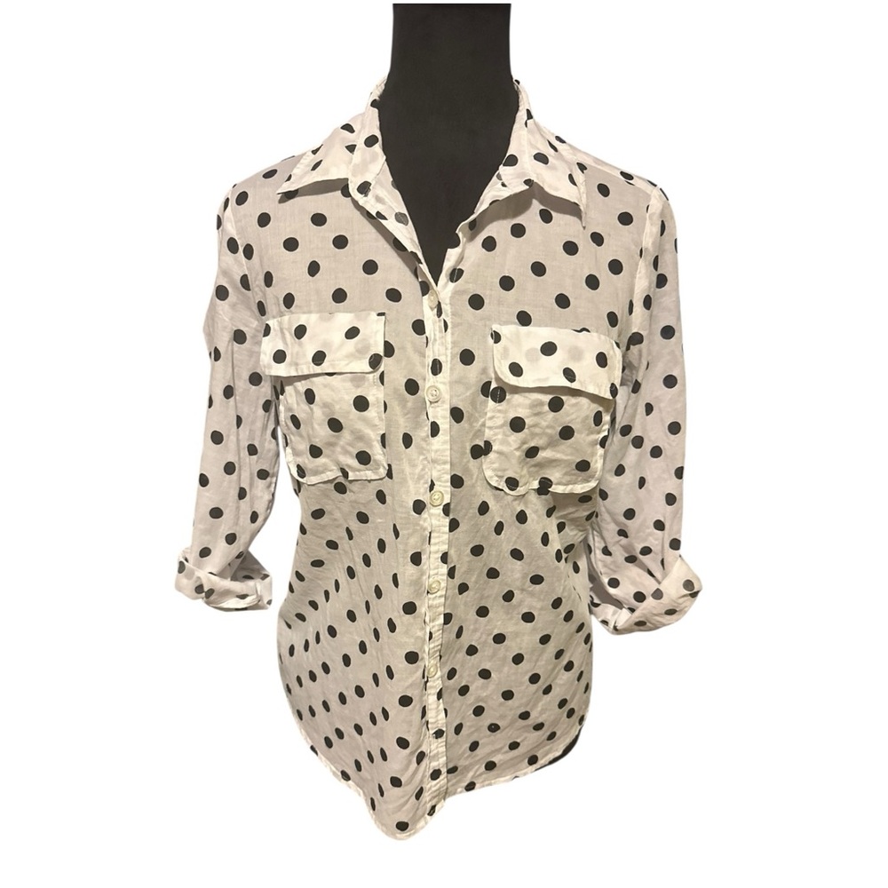Ann Taylor Loft Petites Women’s S Button-Up Polka Dot Blouse